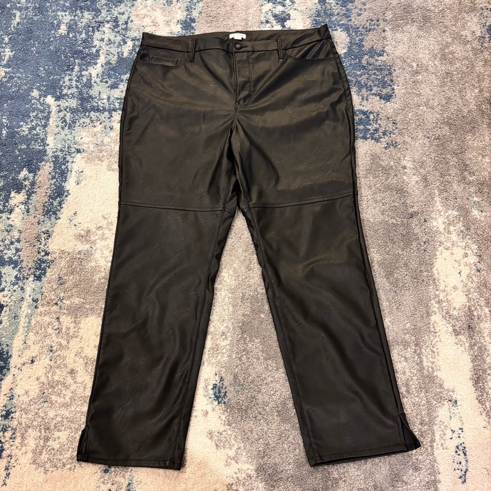 Good American good boy faux leather pants Black Size 18 like new